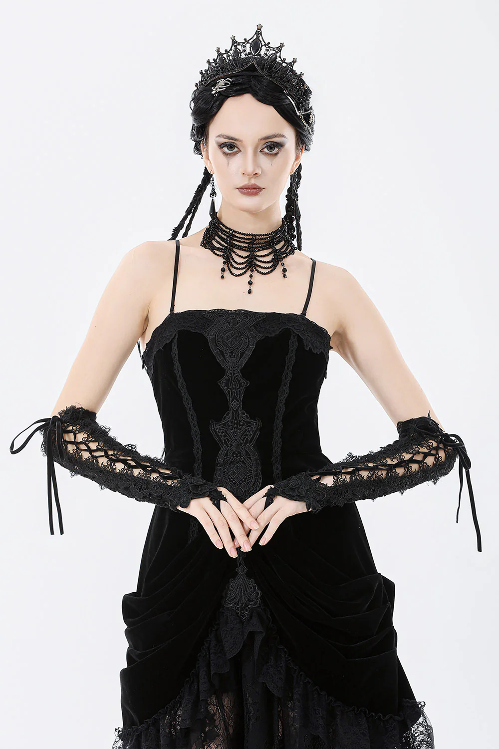 Darkbloom Lace-Up Gloves