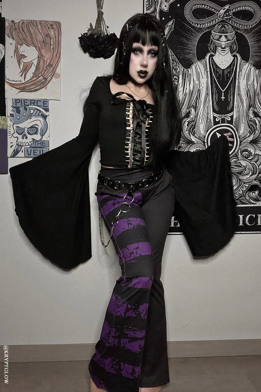 Dead Purple Striped Split Flares [Purple/Black] - Image 12