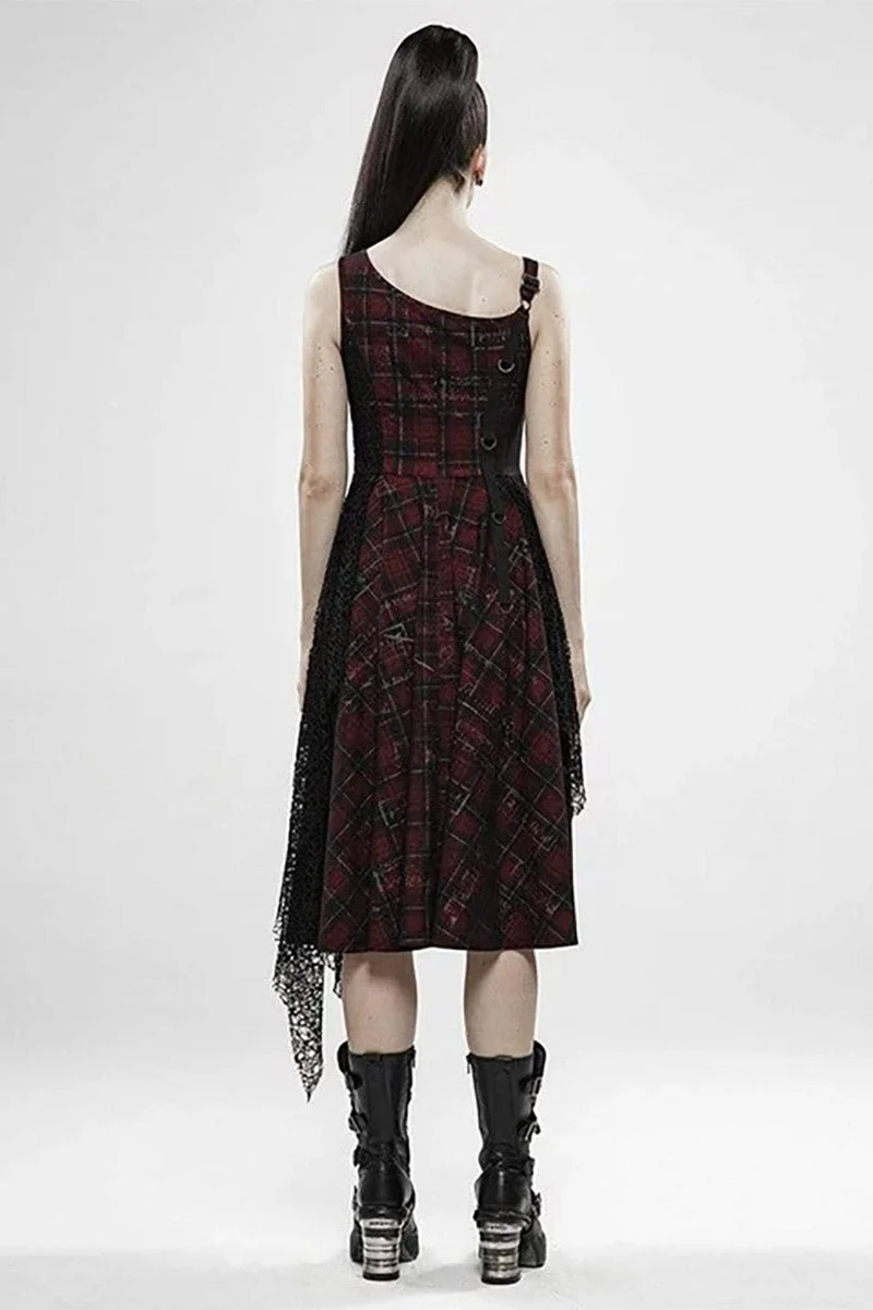 Dead Red Plaid Punk Dress - Image 4