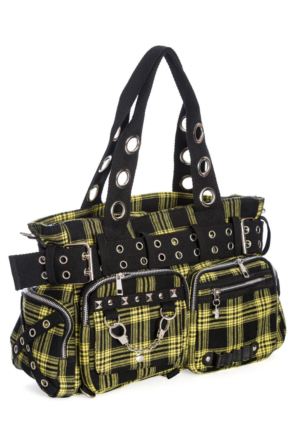 Deathhawk Punk Plaid Handbag [YELLOW] - Image 2