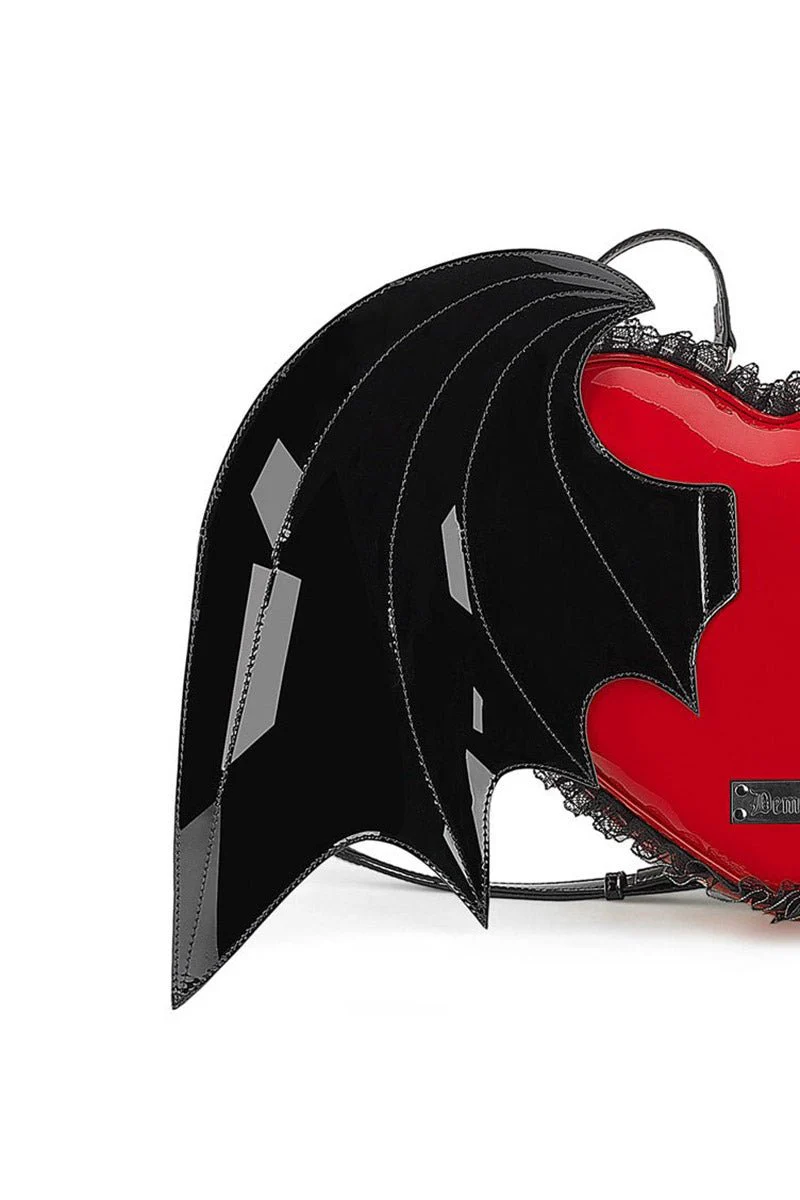 Demonia Patent Heart Batwing Backpack - Image 2