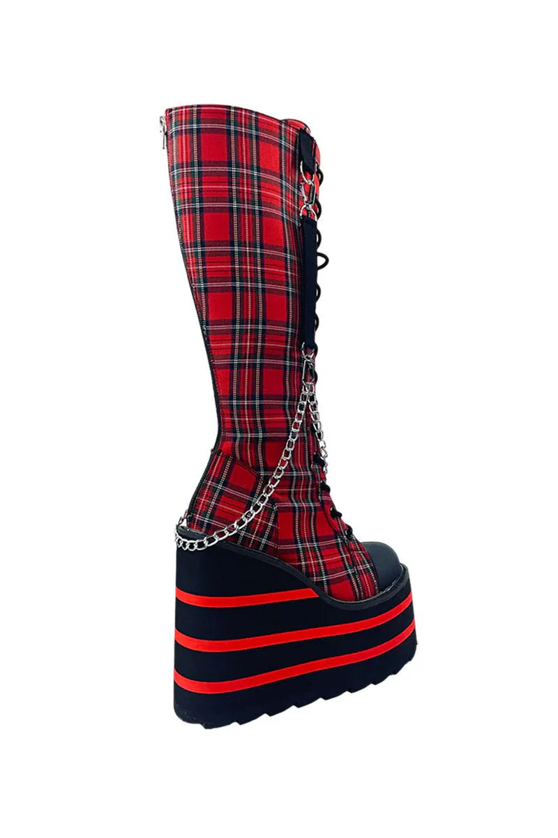 Detention BNDG Platform Sneakers [RED PLAID] - Image 4
