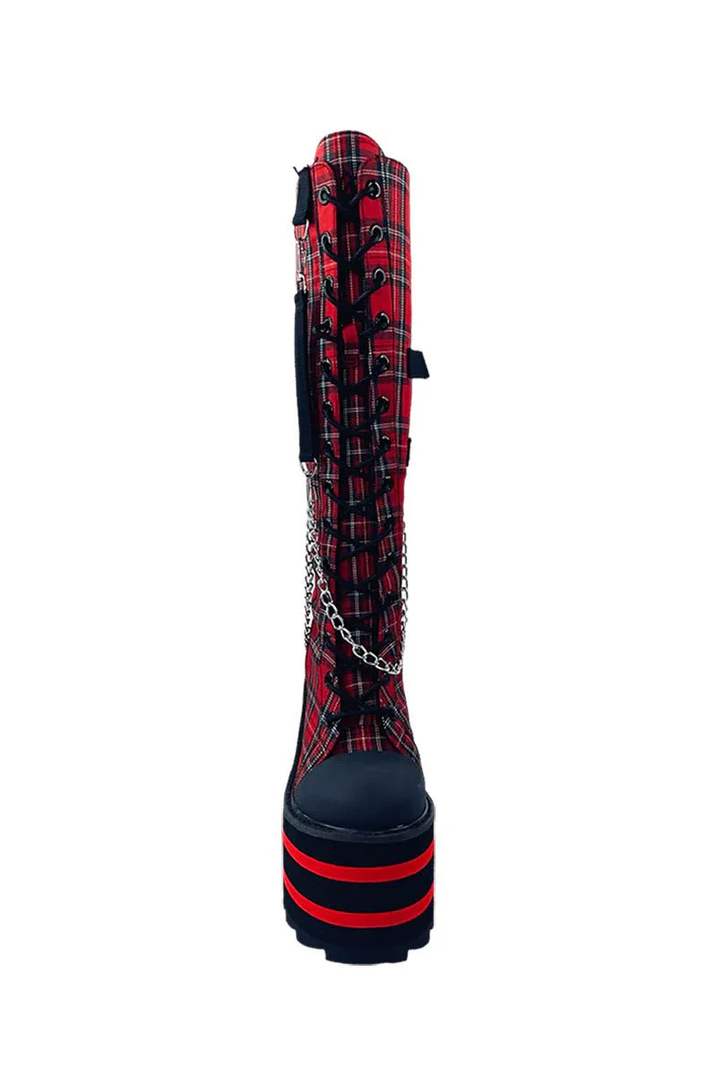 Detention BNDG Platform Sneakers [RED PLAID] - Image 5