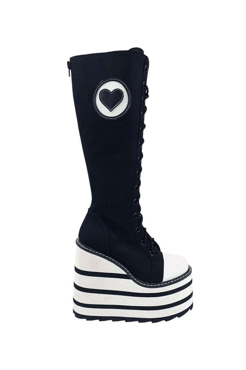 Detention Heart Platform Boots [BLACK/WHITE] - Image 3