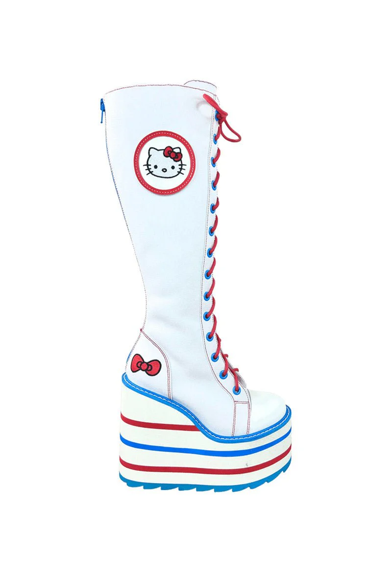 Detention Hello Kitty Platform Boots [White/Red/Blue] - Image 2