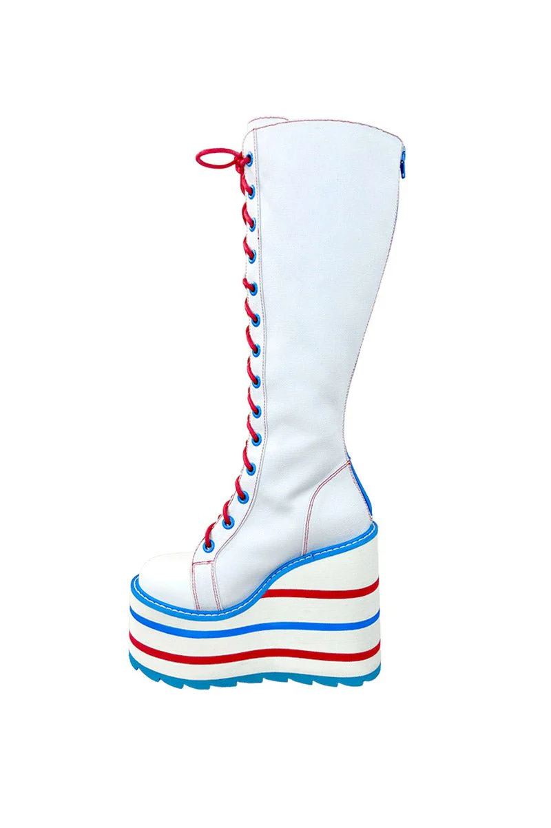 Detention Hello Kitty Platform Boots [White/Red/Blue] - Image 4