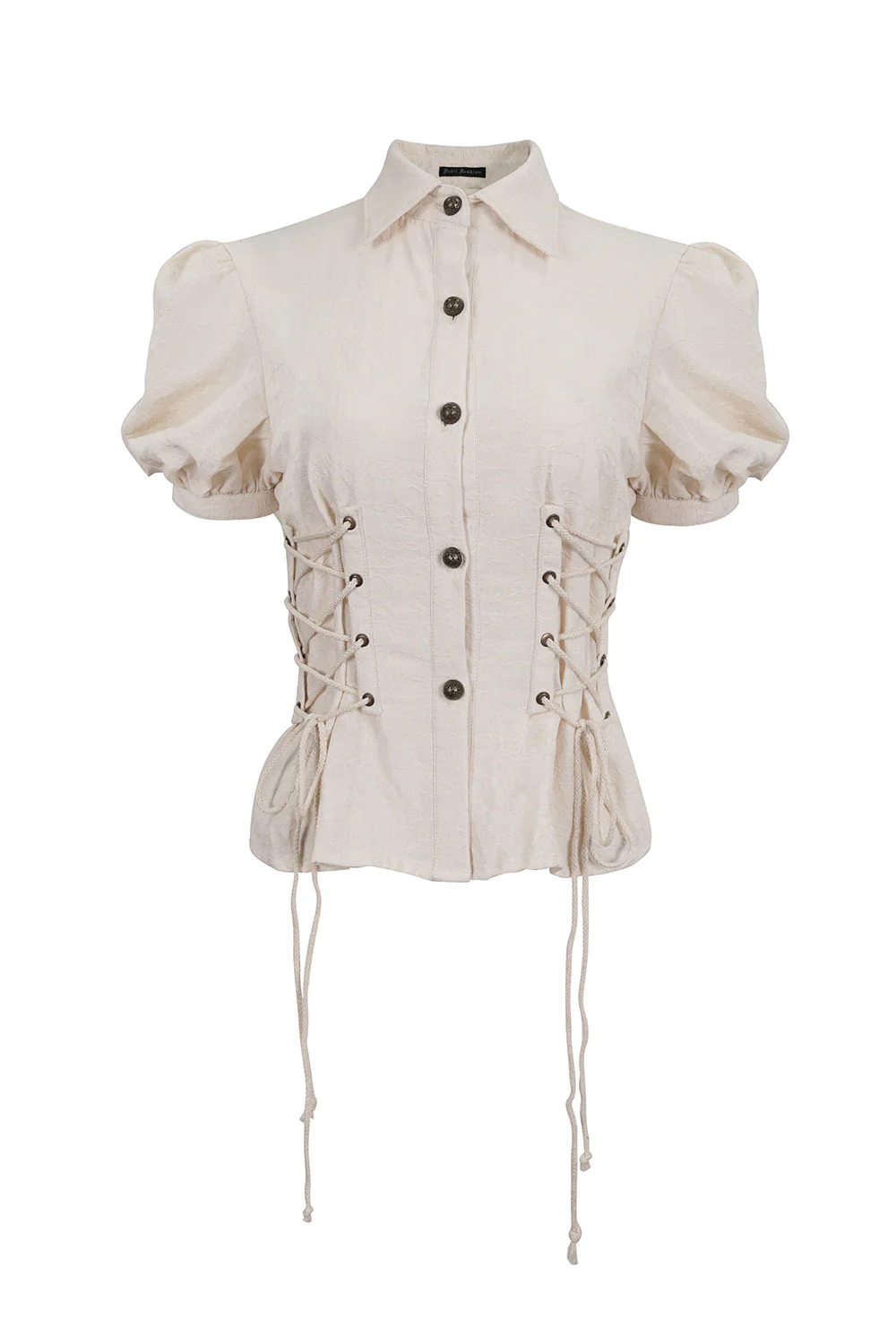 Dim Lanterns Puff Sleeve Lace-Up Top - Image 2