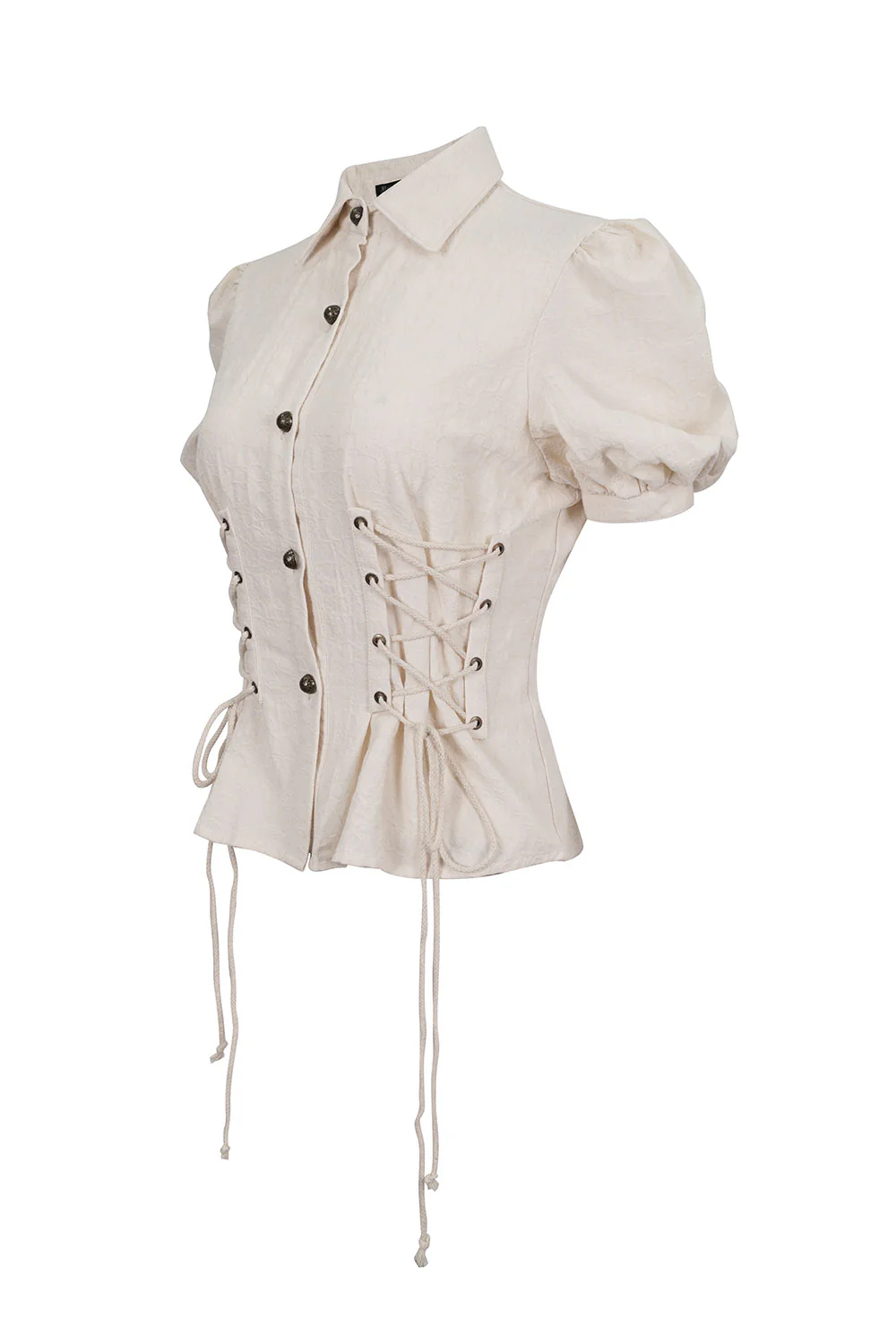 Dim Lanterns Puff Sleeve Lace-Up Top - Image 3