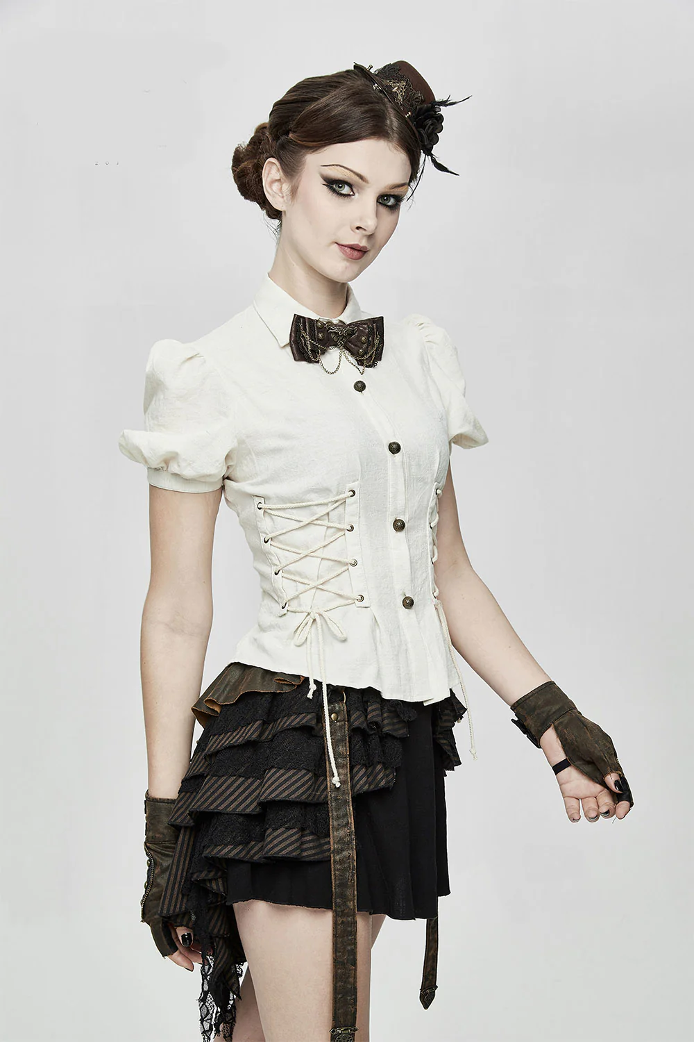 Dim Lanterns Puff Sleeve Lace-Up Top - Image 6