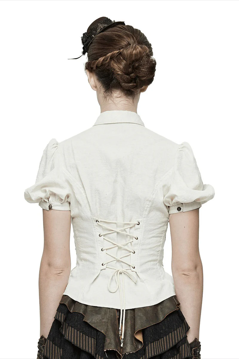 Dim Lanterns Puff Sleeve Lace-Up Top - Image 7