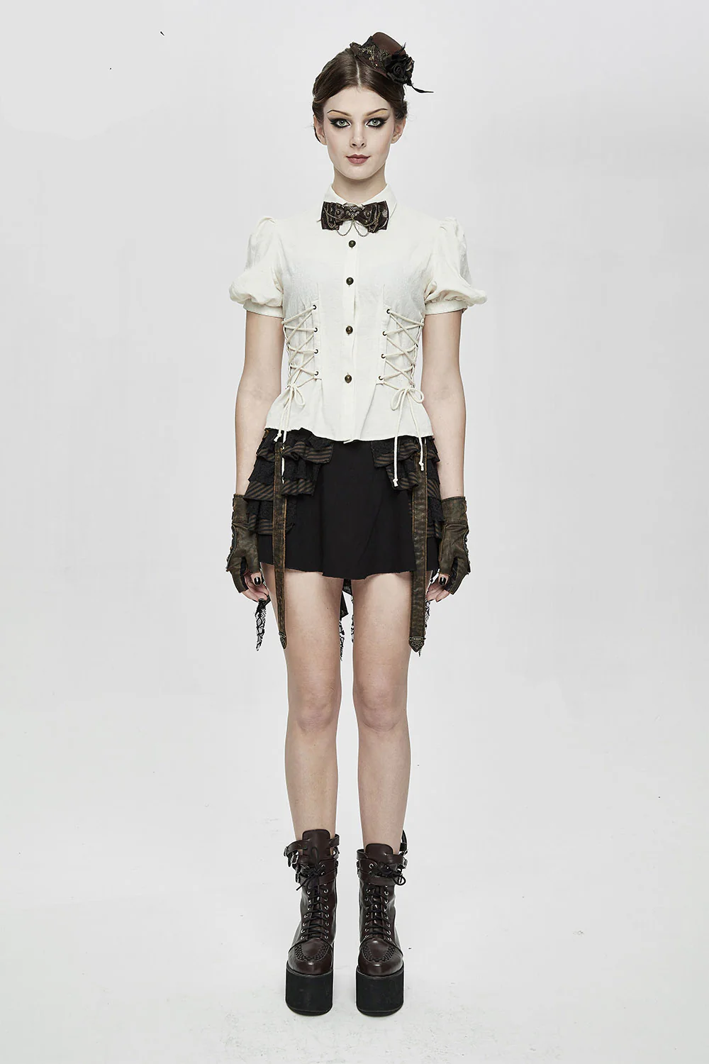Dim Lanterns Puff Sleeve Lace-Up Top - Image 8