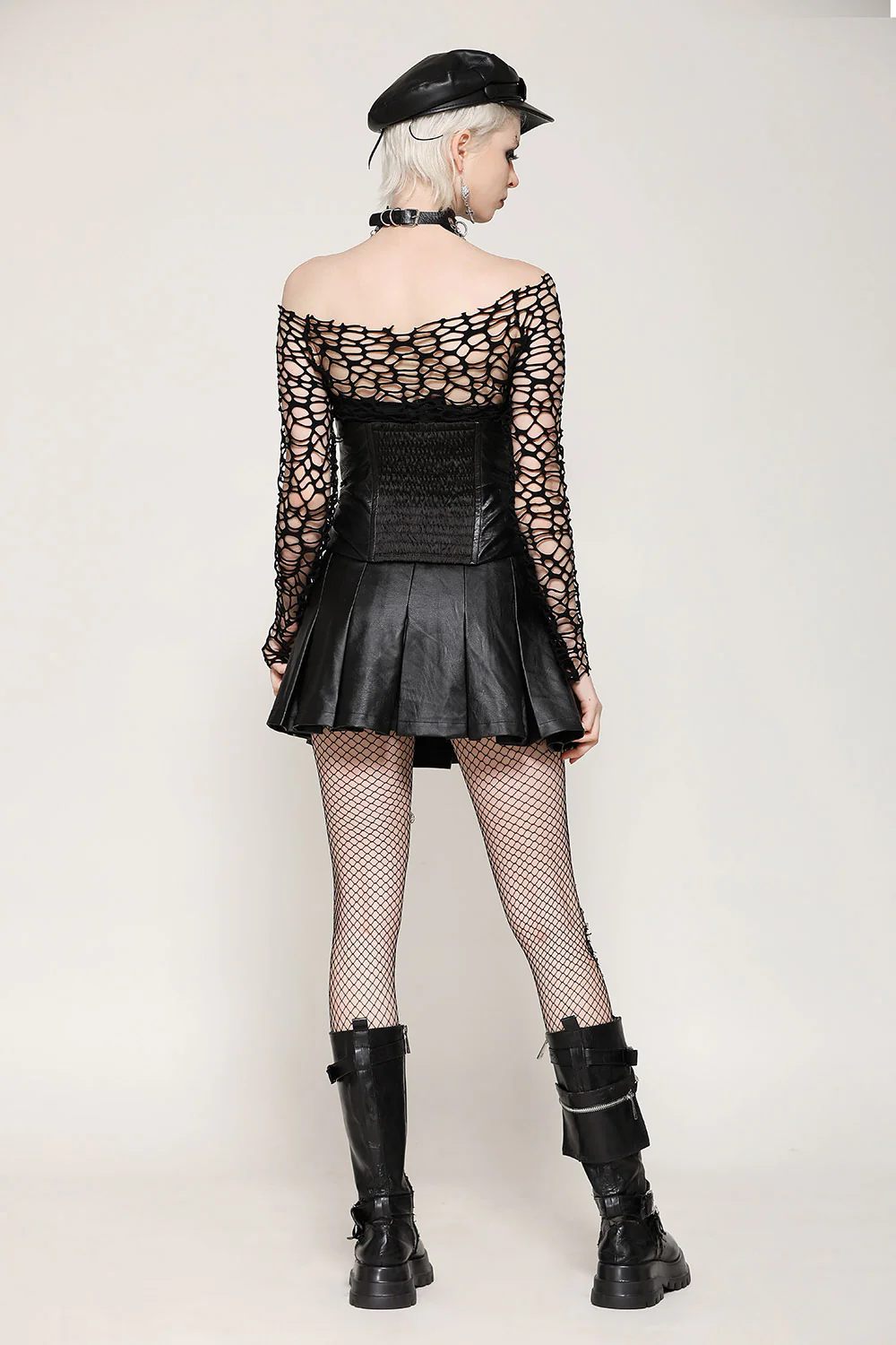 Distressed Mesh Long Sleeve Top - Image 6
