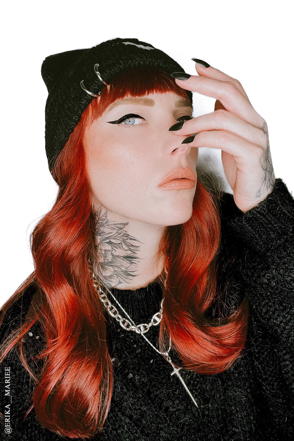 Distressed Pierced Beanie [White Bat] - Image 14