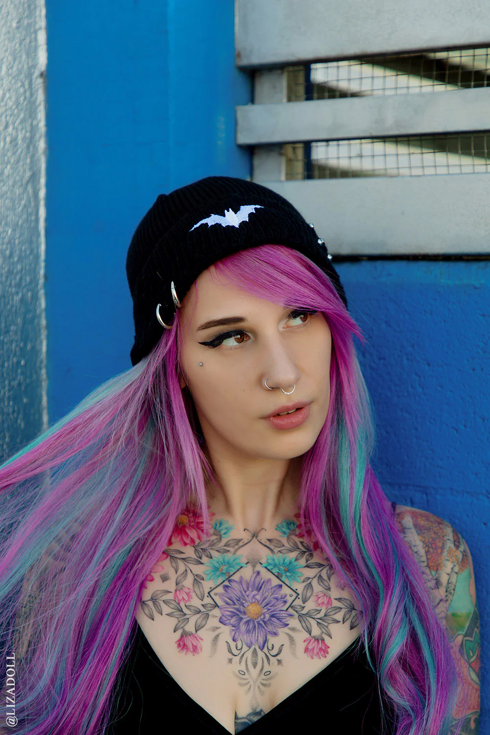 Distressed Pierced Beanie [White Bat] - Image 3