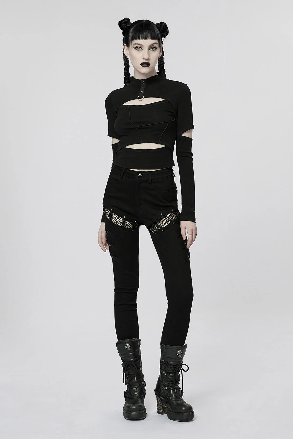 Doll Stitches Hollow-Out Top[BLACK] - Image 5