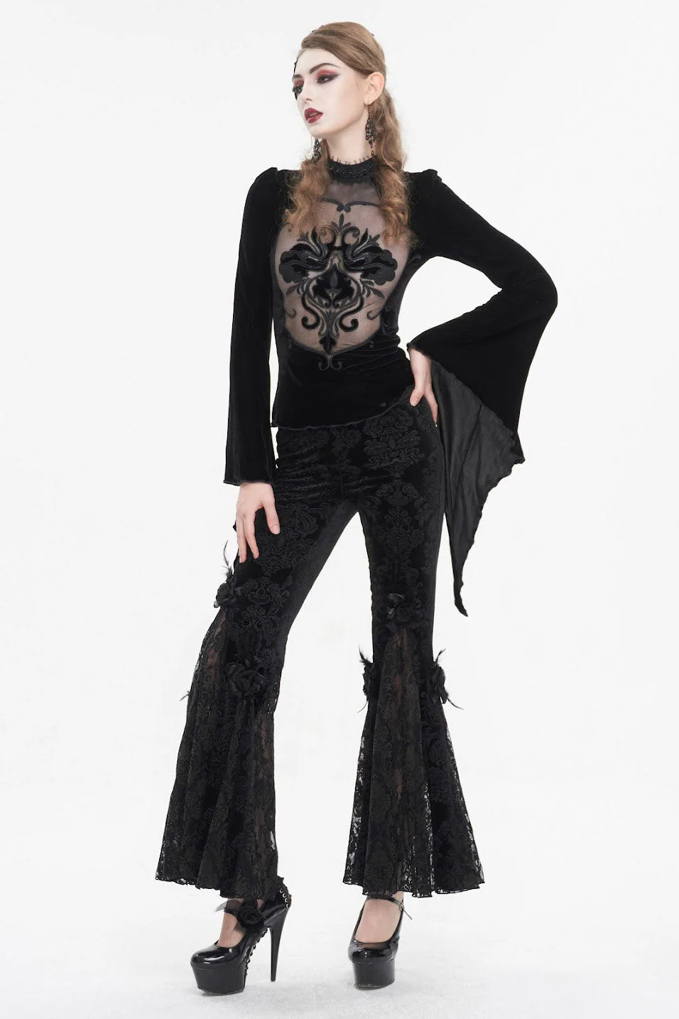 Draculette High Waisted Flares [BLACK] - Image 5