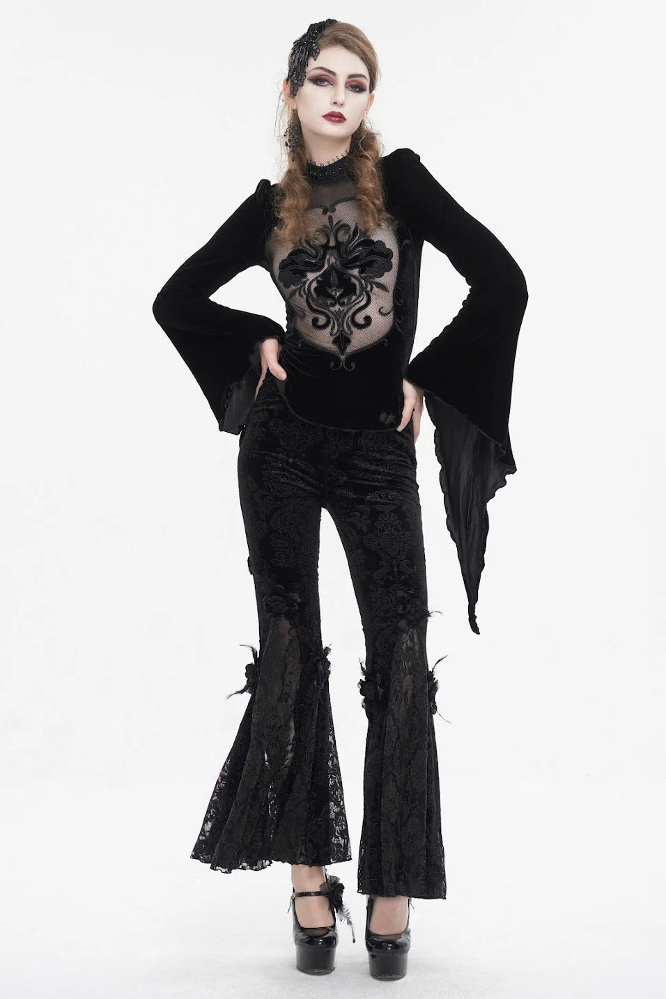 Draculette High Waisted Flares [BLACK] - Image 6