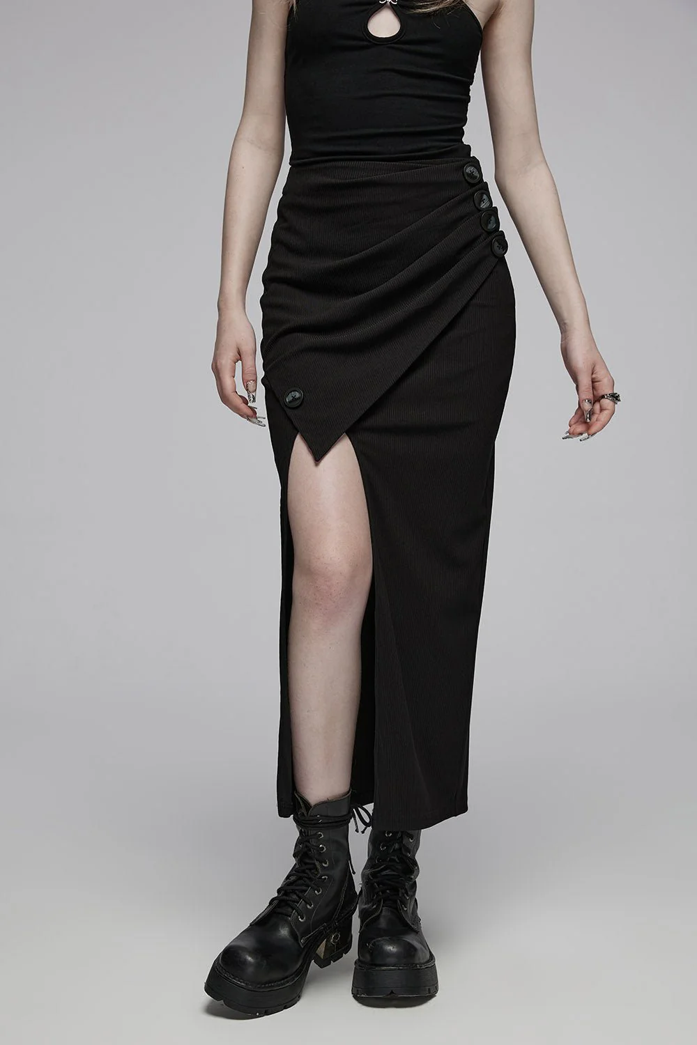 Draped High Split Skirt - Image 2