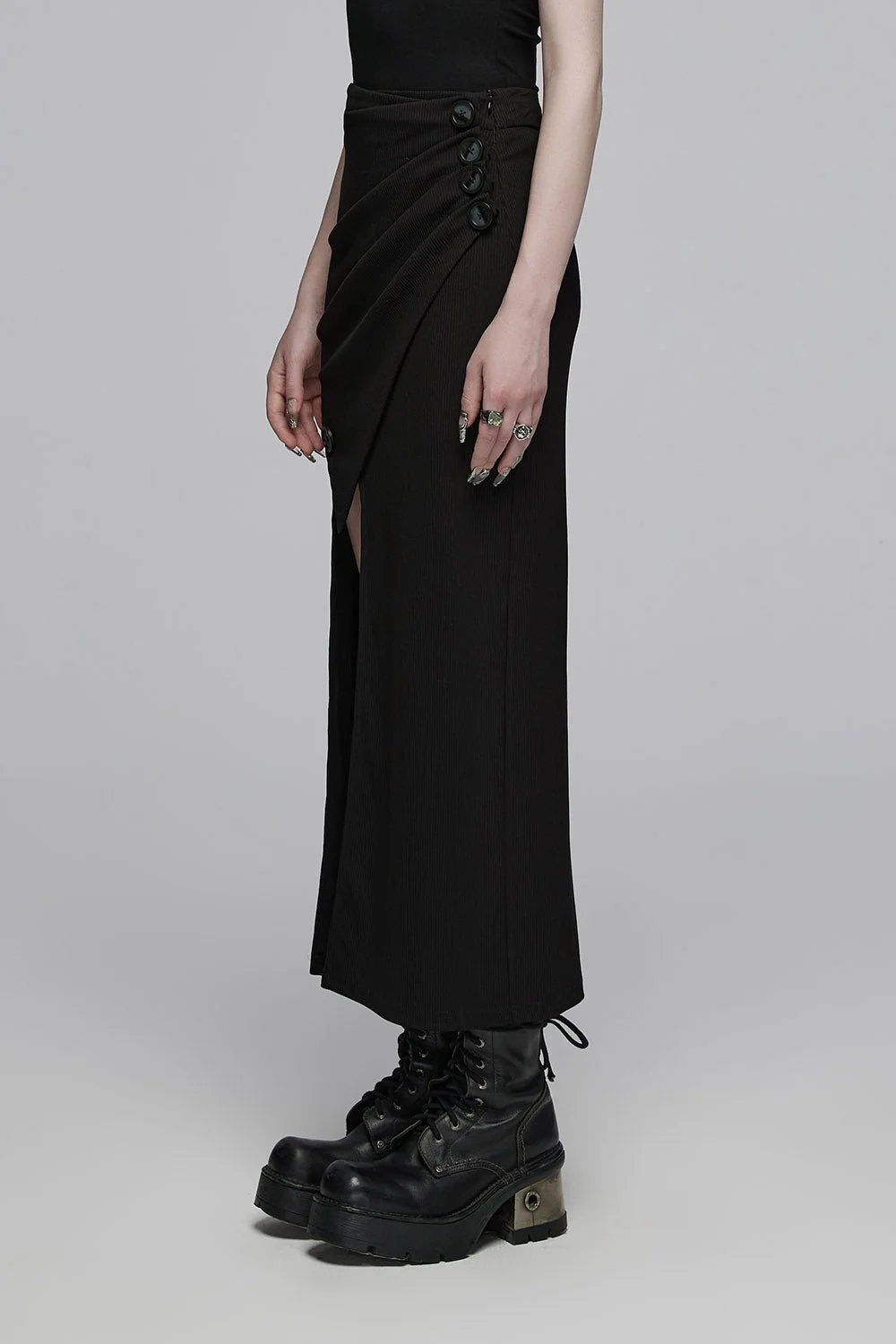 Draped High Split Skirt - Image 3