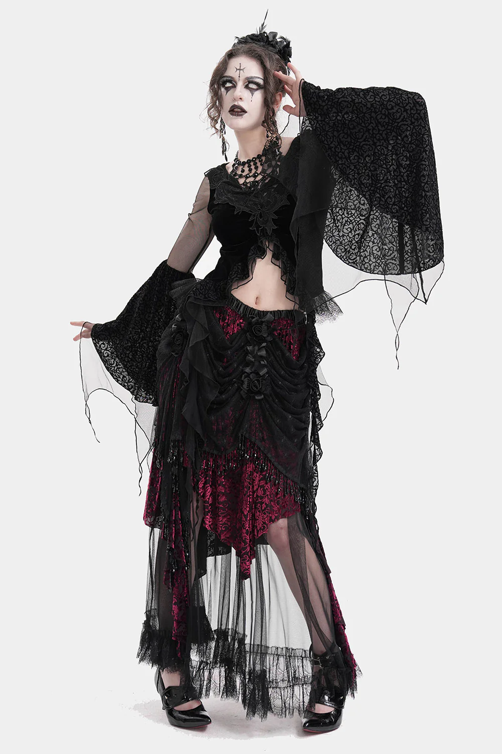Draped in Darkness Beaded Maxi Skirt - Image 5
