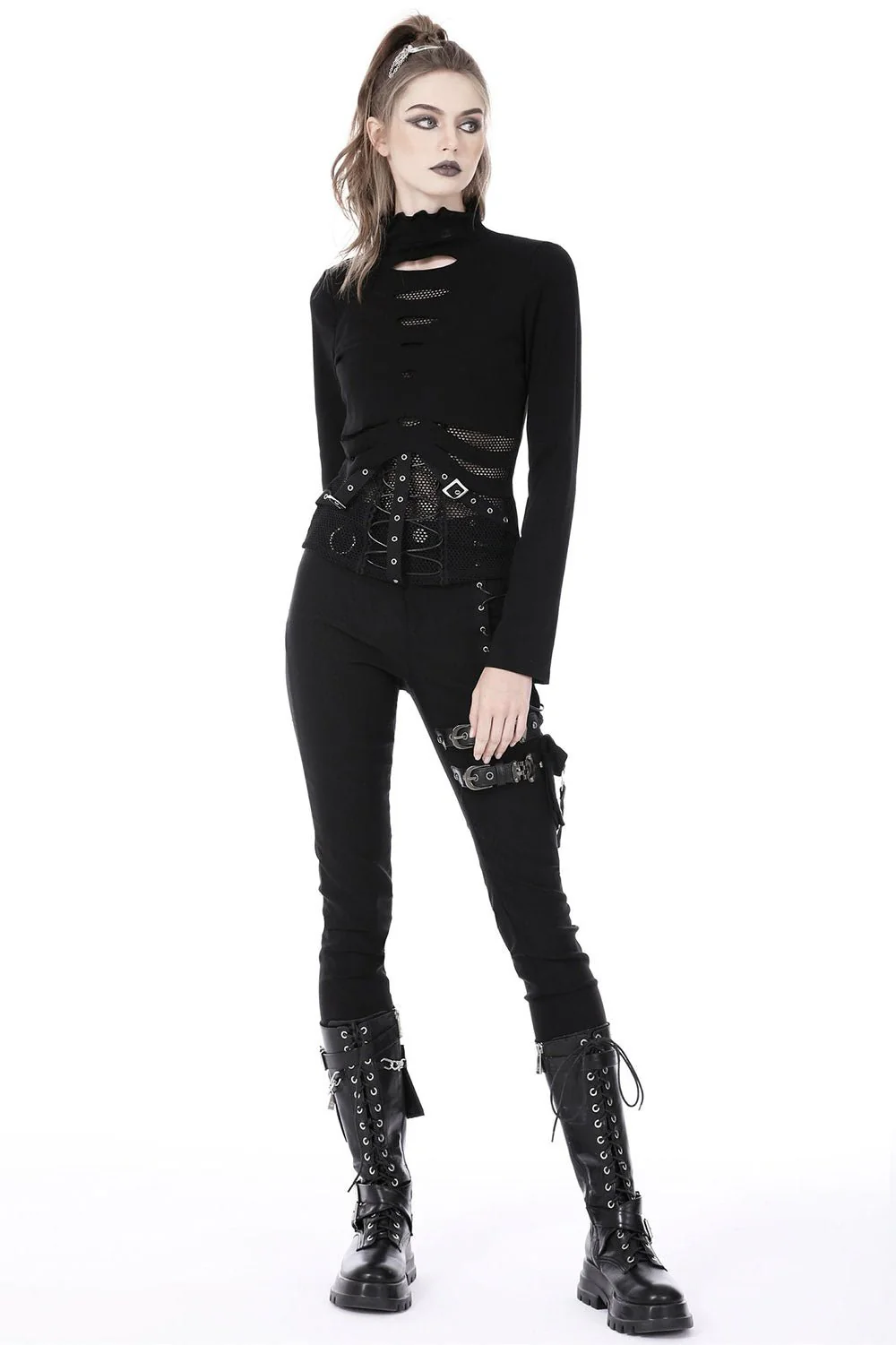 Drearied Cutout Fishnet Top - Image 2