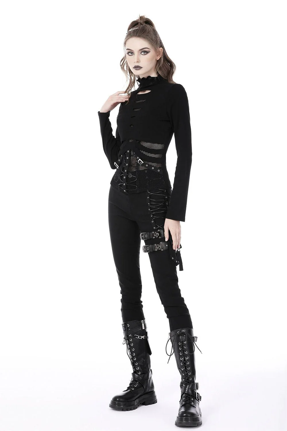 Drearied Cutout Fishnet Top - Image 3