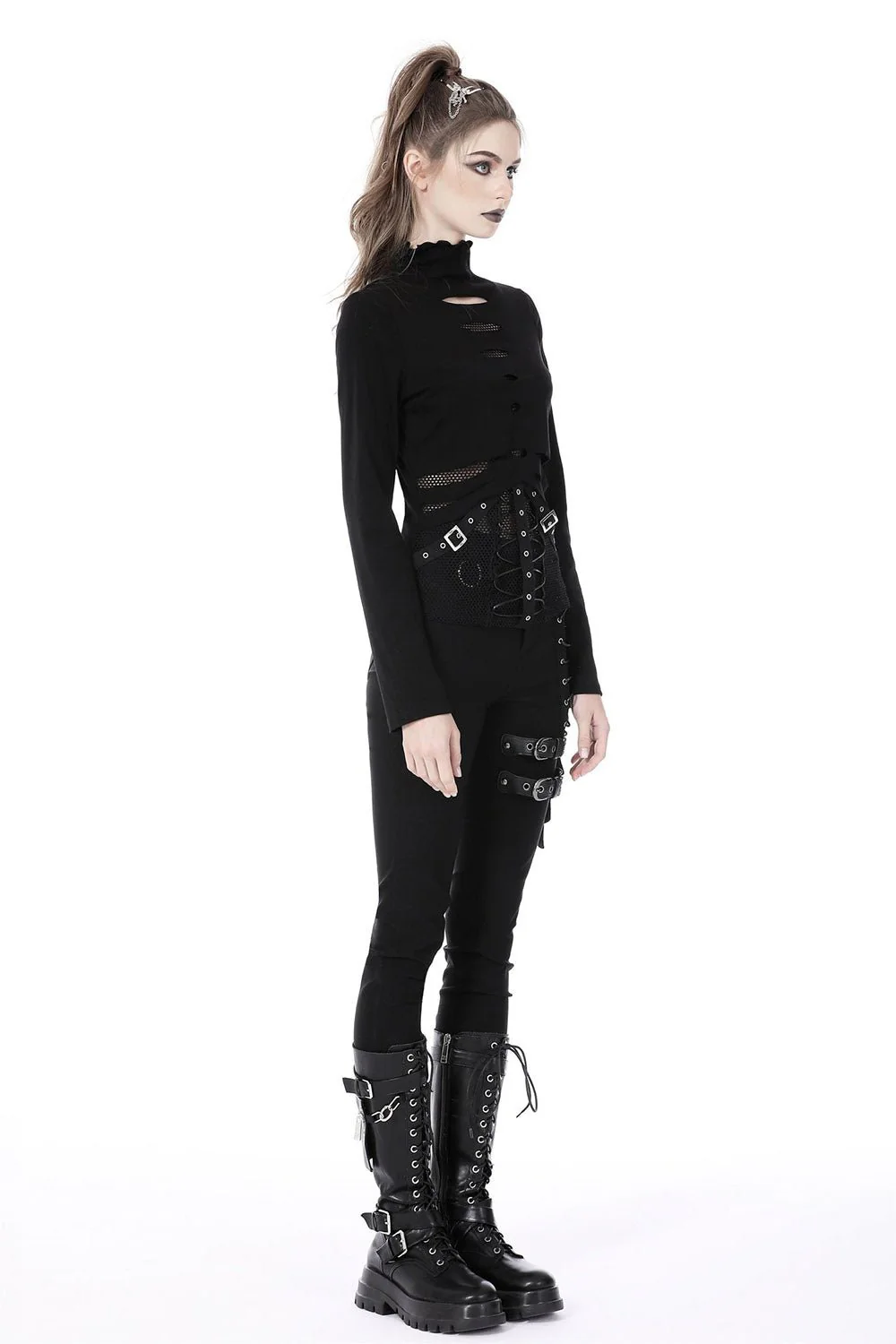 Drearied Cutout Fishnet Top - Image 4