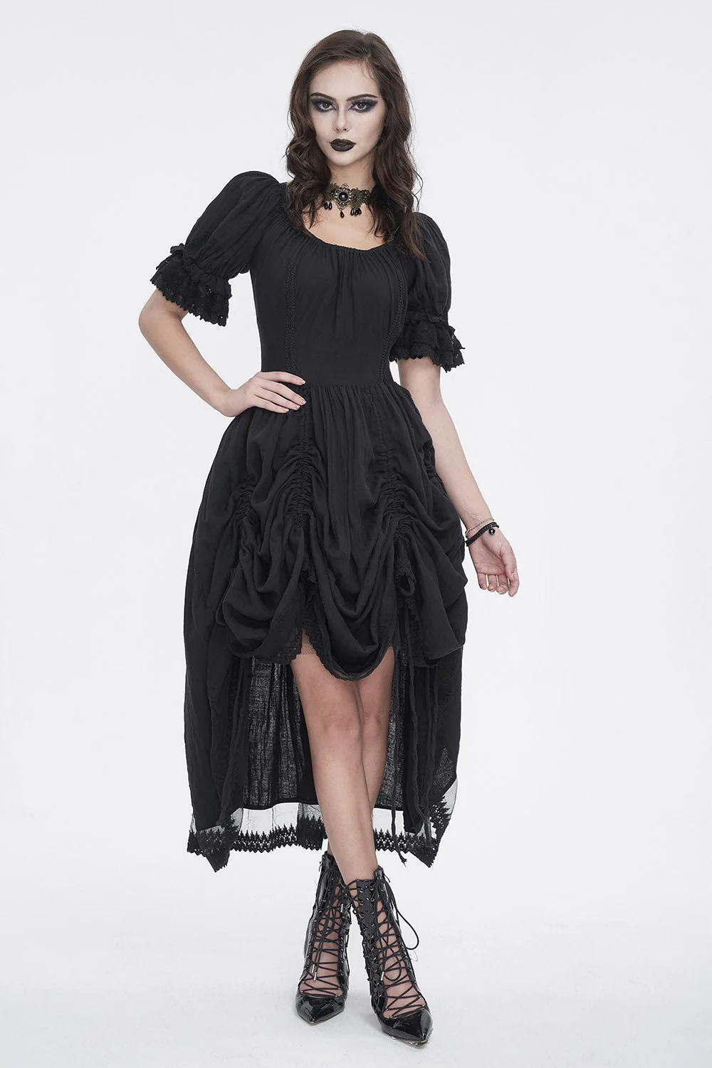 Dreary Prairie Black Bustle Dress - Image 3