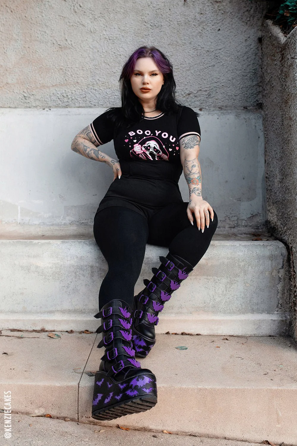 Dune Bat Platform Boots [BLACK/PURPLE] - Image 12