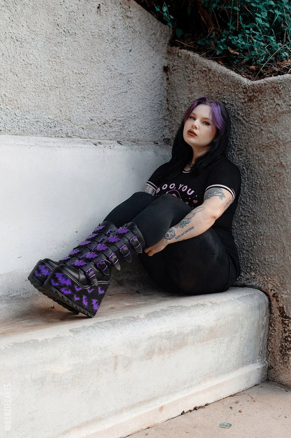 Dune Bat Platform Boots [BLACK/PURPLE] - Image 13