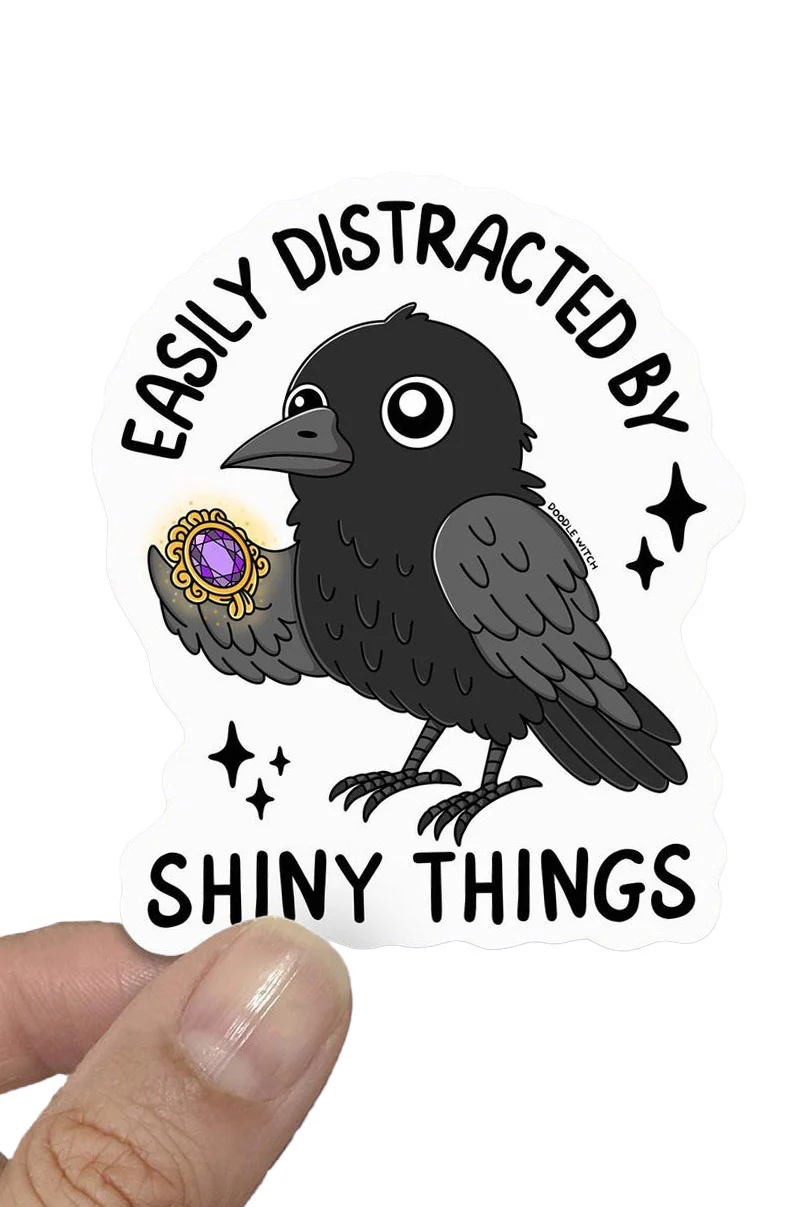 Easily Distracted By Shiny Things Raven Sticker - Image 2