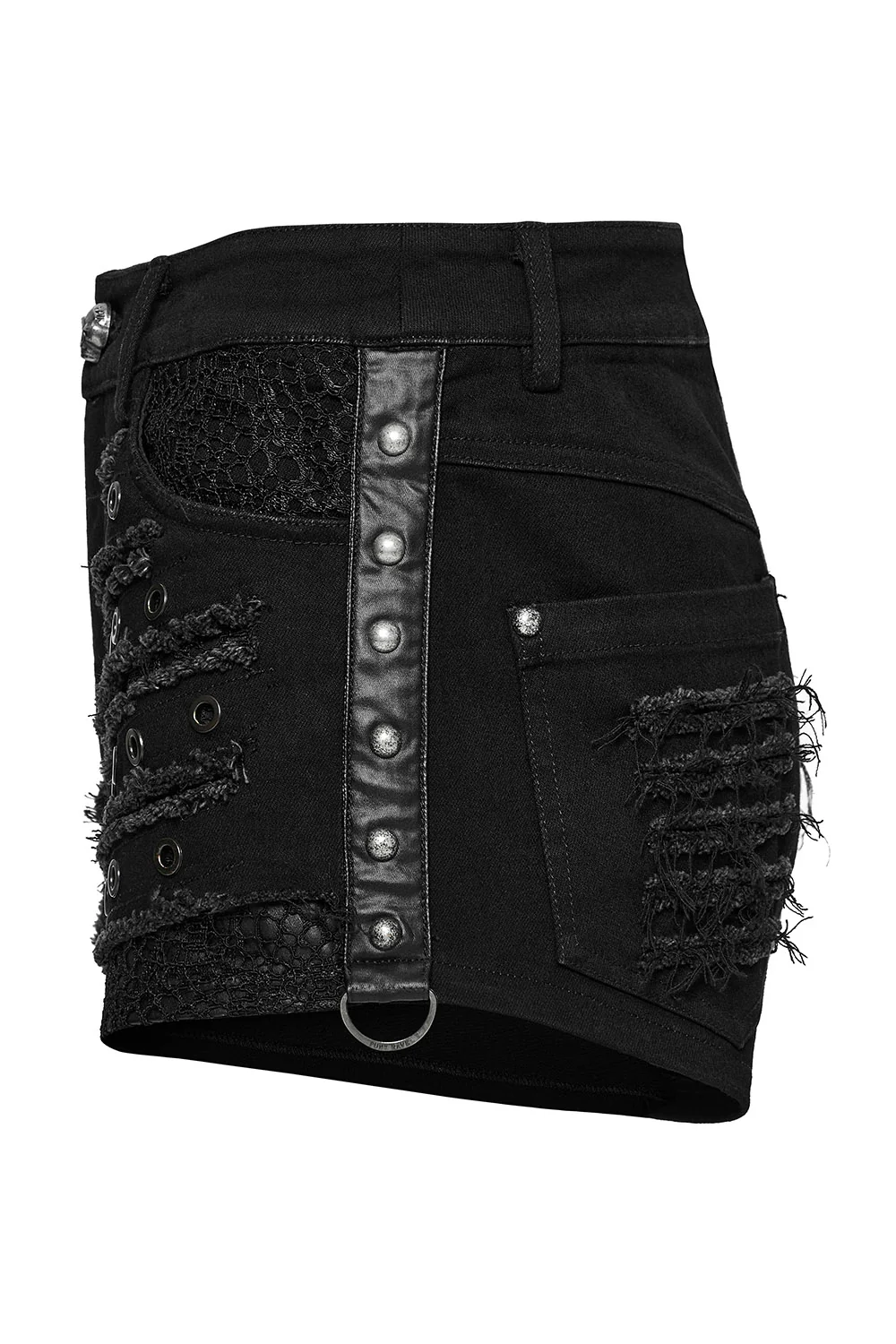 Eclipse Distressed Studded Shorts - Image 2
