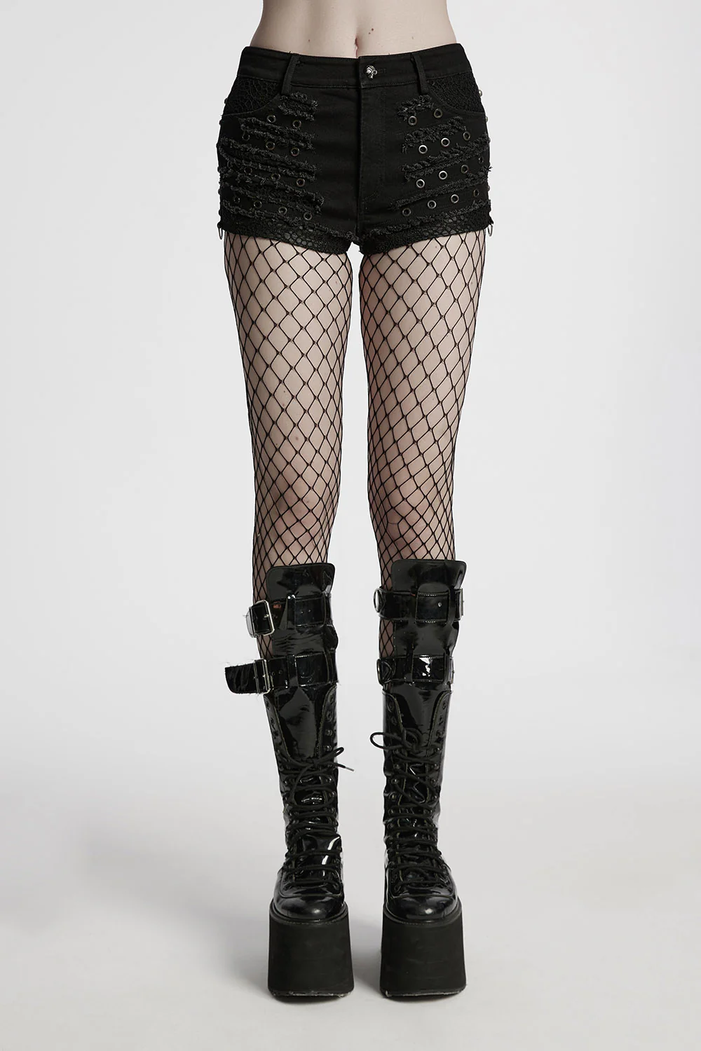 Eclipse Distressed Studded Shorts - Image 4