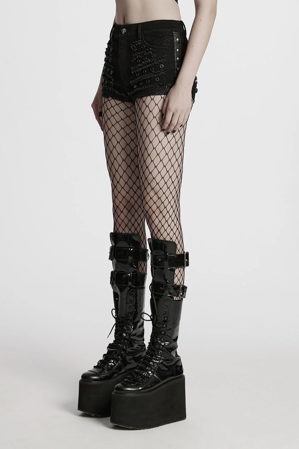 Eclipse Distressed Studded Shorts - Image 6