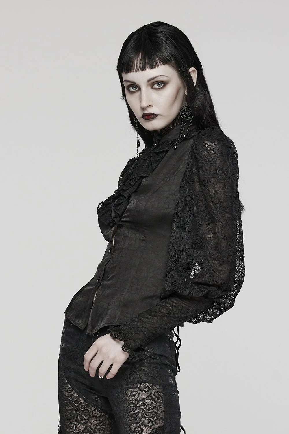Edwardian Goth Button-Up Blouse - Image 9