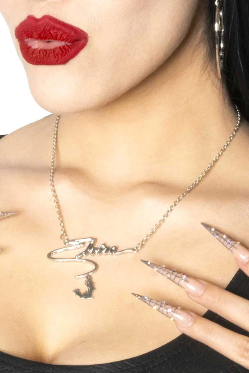 Elvira Bat Name Text Necklace - Image 4