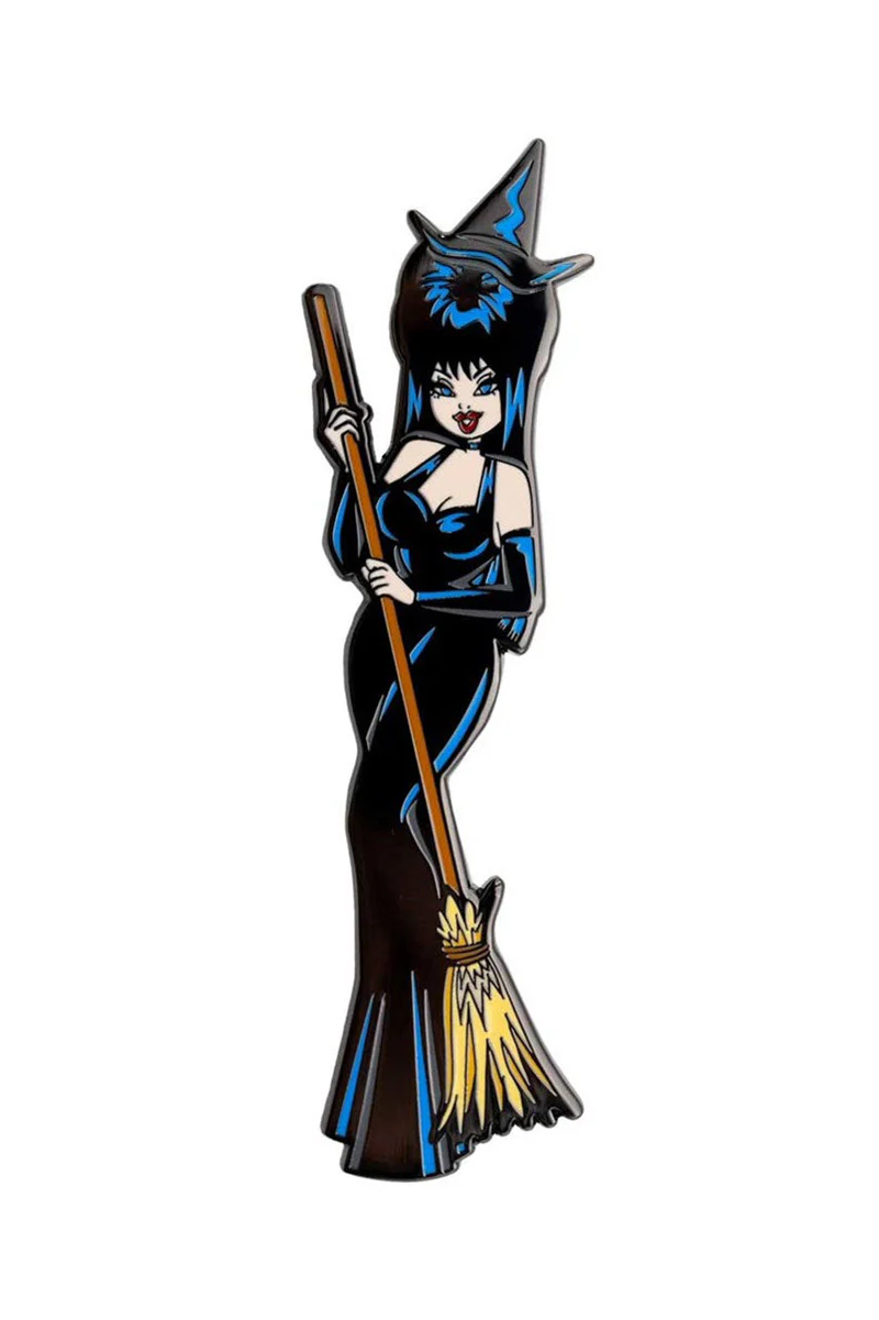 Elvira Standing Witch Black Enamel Pin