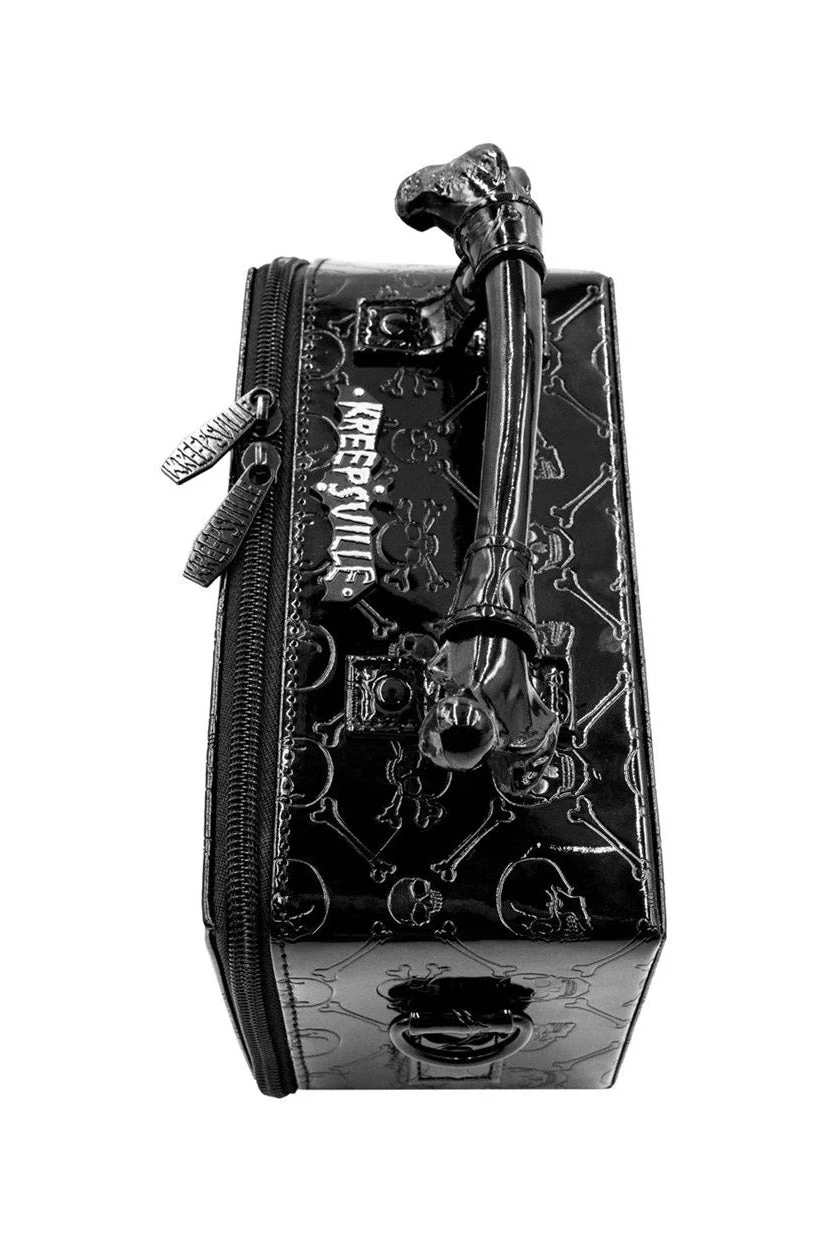 Embossed Patent Skull Crossbones Coffin Purse - Image 3