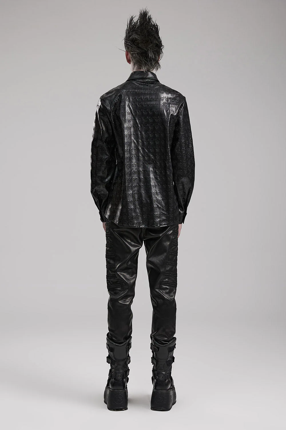 Embossed Skulls Leather Shacket - Image 5