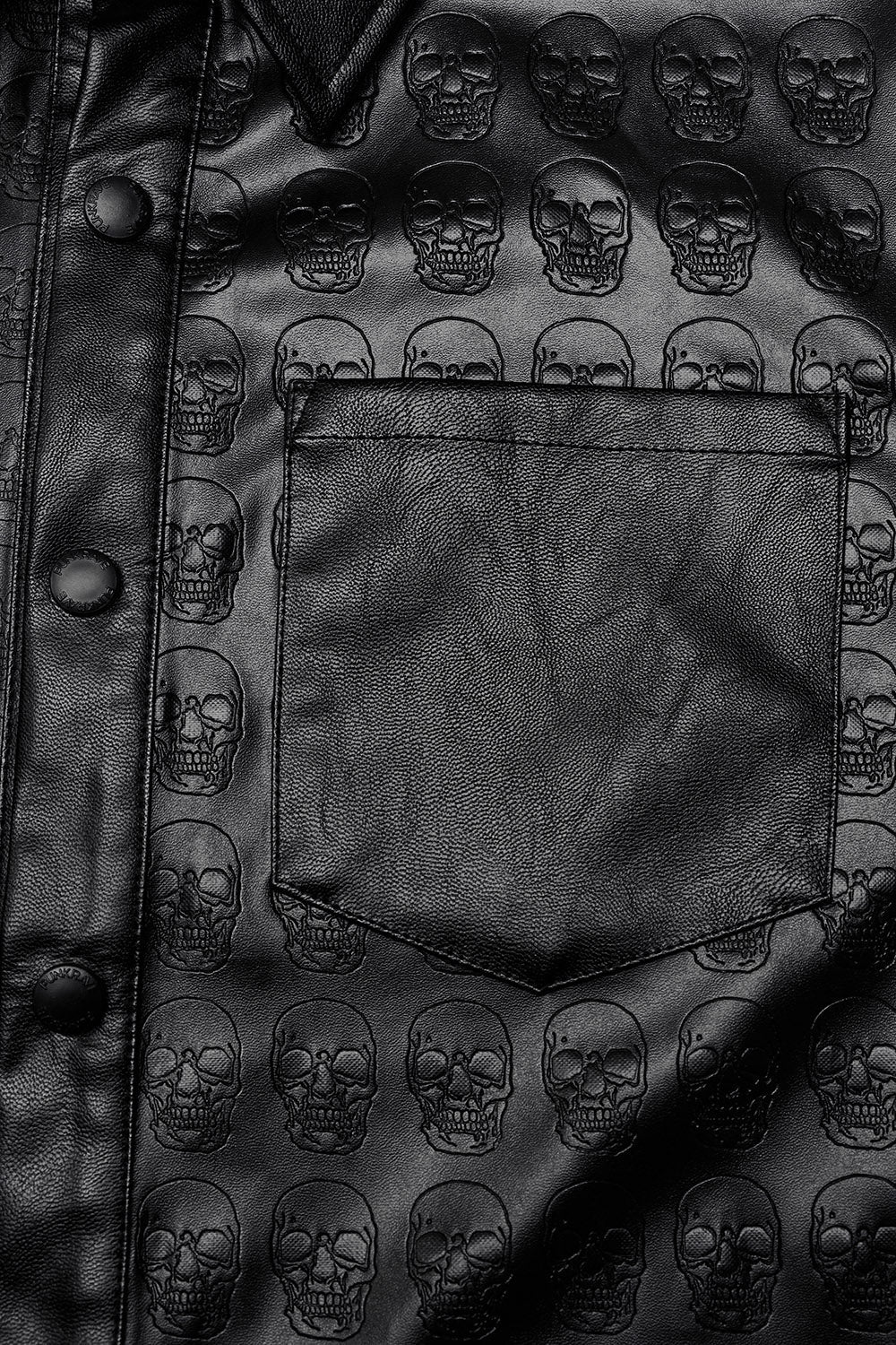 Embossed Skulls Leather Shacket - Image 7