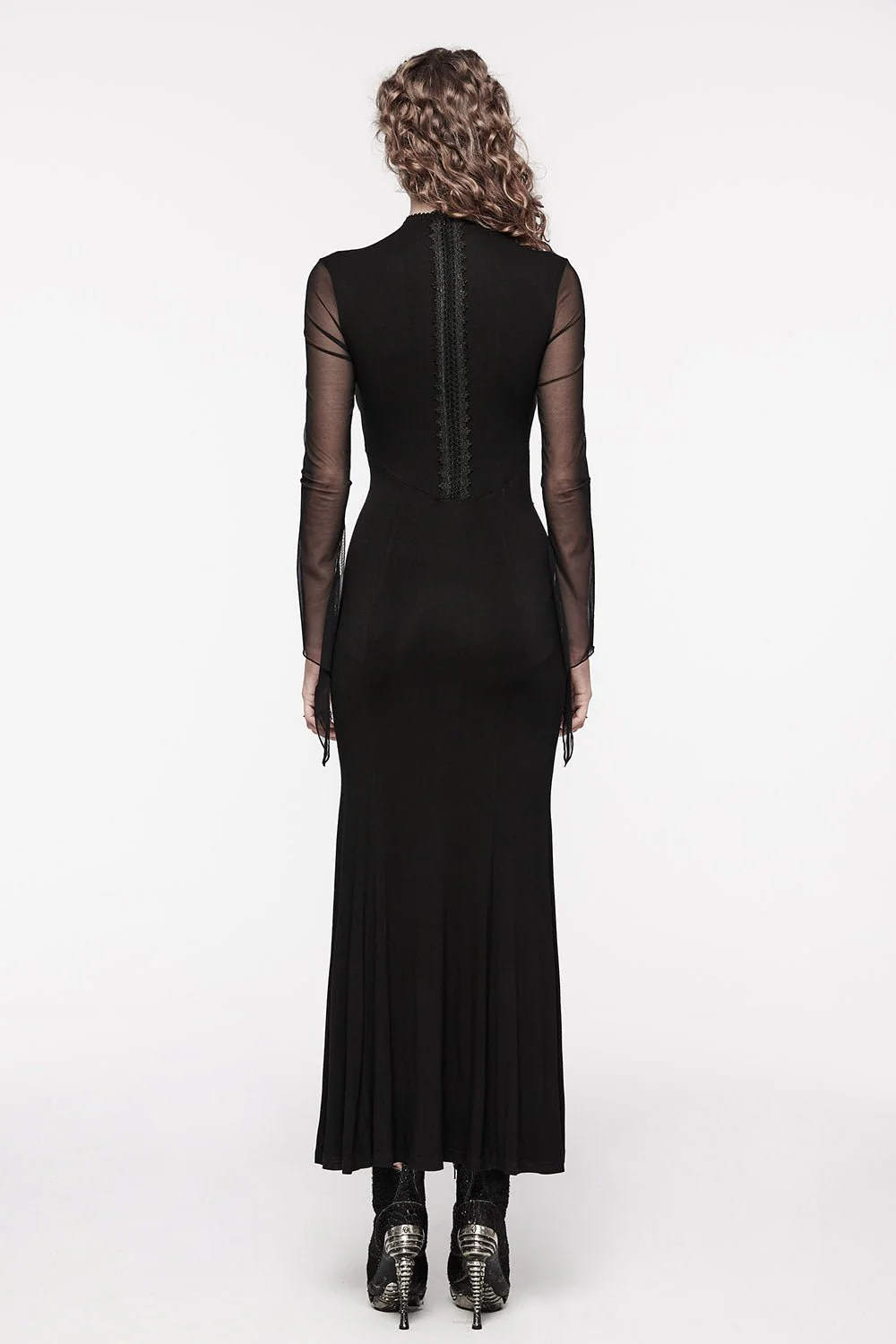 Embroidered Bones Gothic Maxi Dress - Image 5