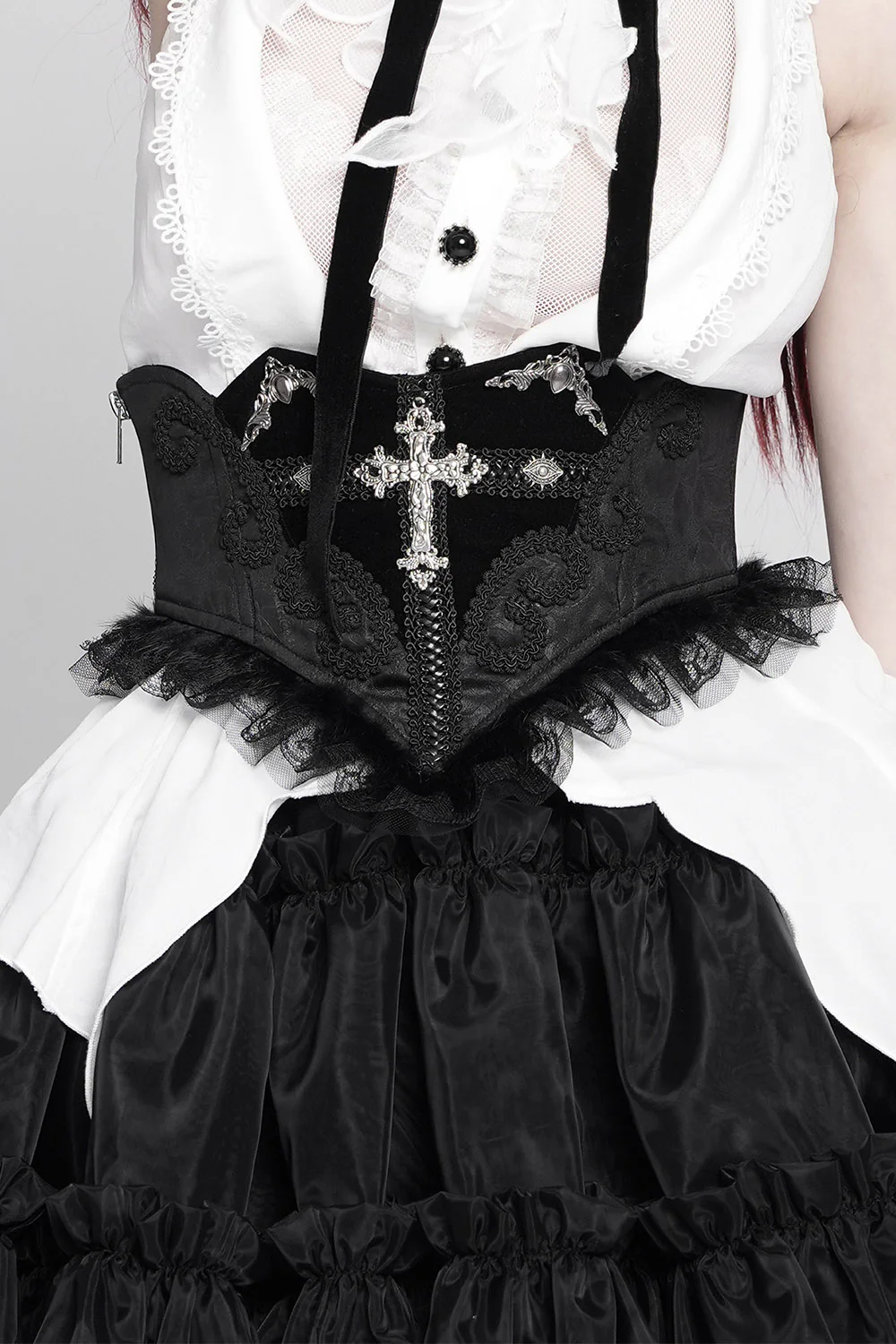 Embroidered Rosary Damask Corset