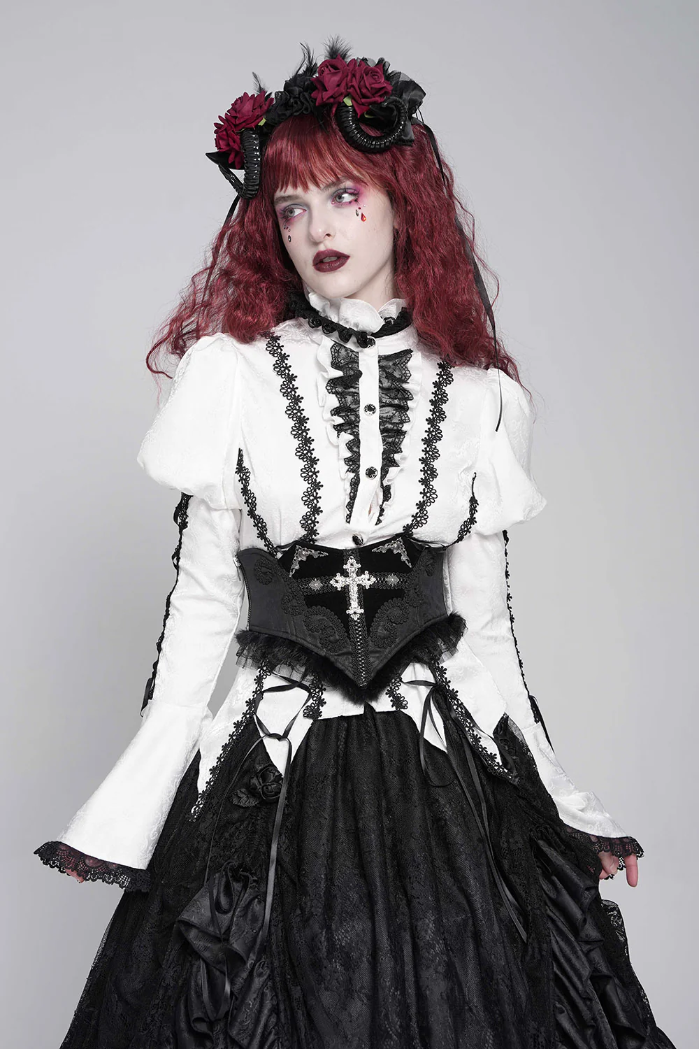 Embroidered Rosary Damask Corset - Image 4