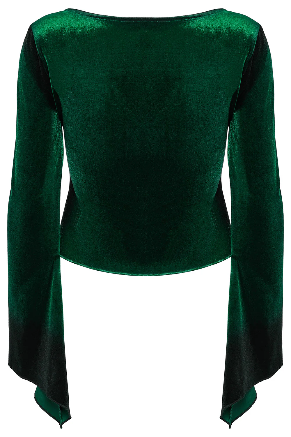Emerald Throne Velvet Flared Sleeve Top [Green] - Image 8