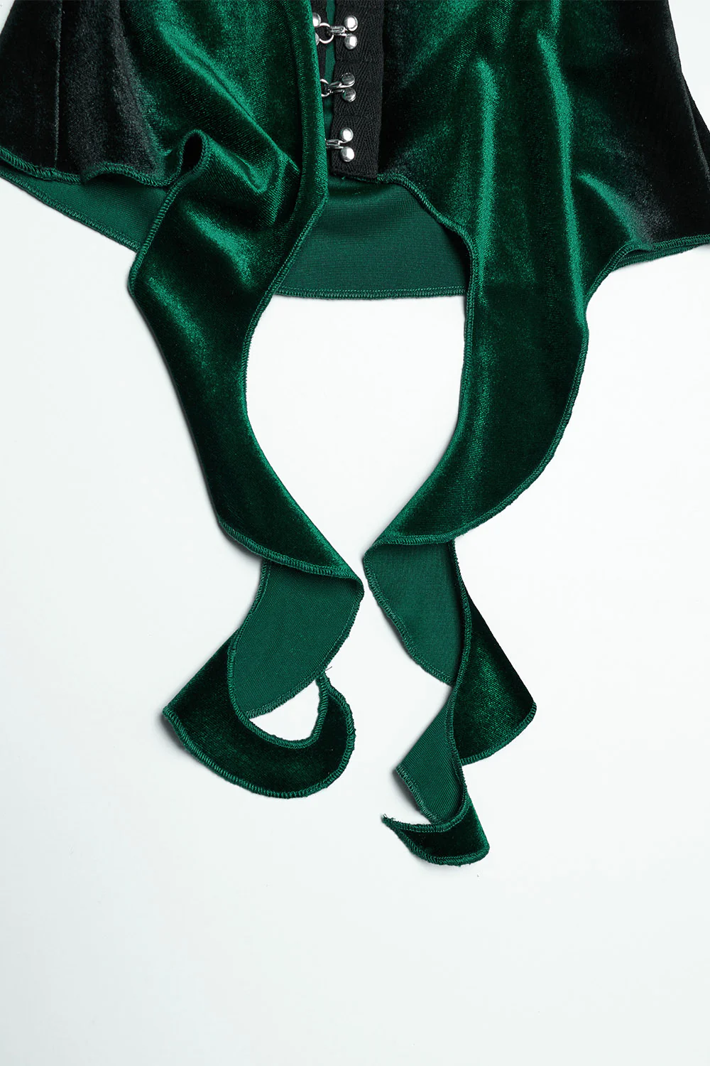 Emerald Throne Velvet Flared Sleeve Top [Green] - Image 9