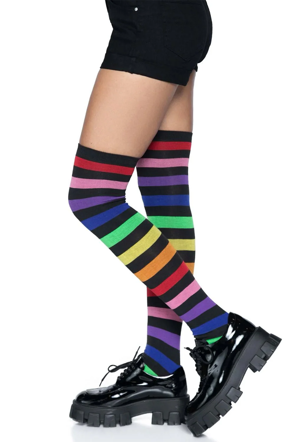 Emo Rainbow Thigh High Socks - Image 2