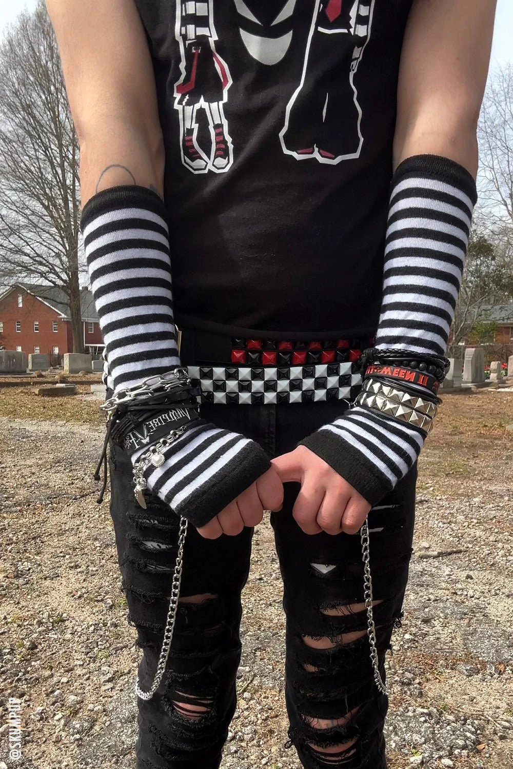 Emo Striped Arm Warmers [Multiple Colors Available] - Image 6