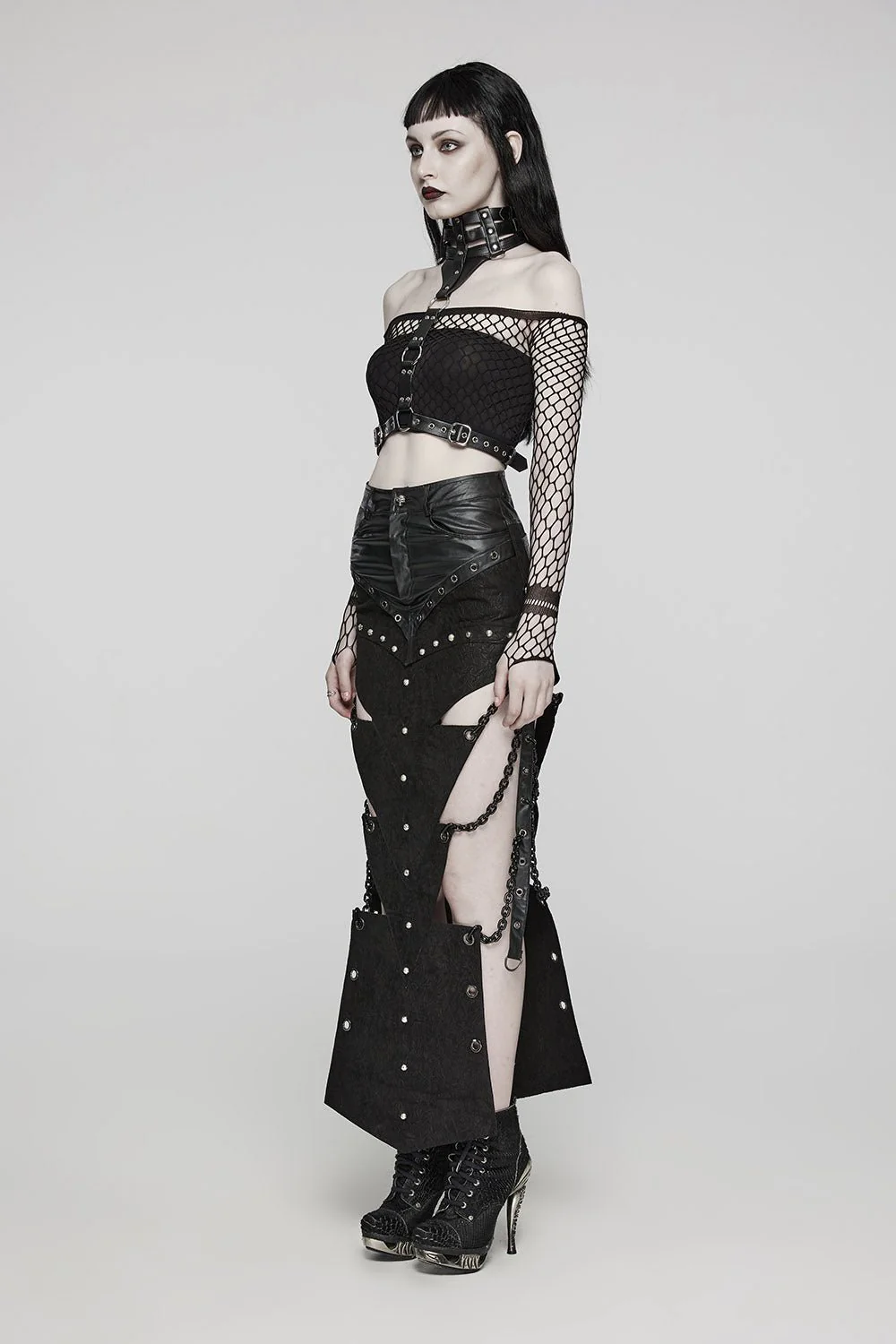 Executioner Eyelet Cutout Chain Skirt - Image 7