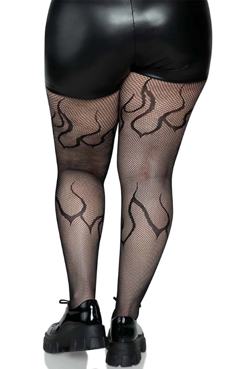 Flame Net Tights [Plus Size] [Black] - Image 2