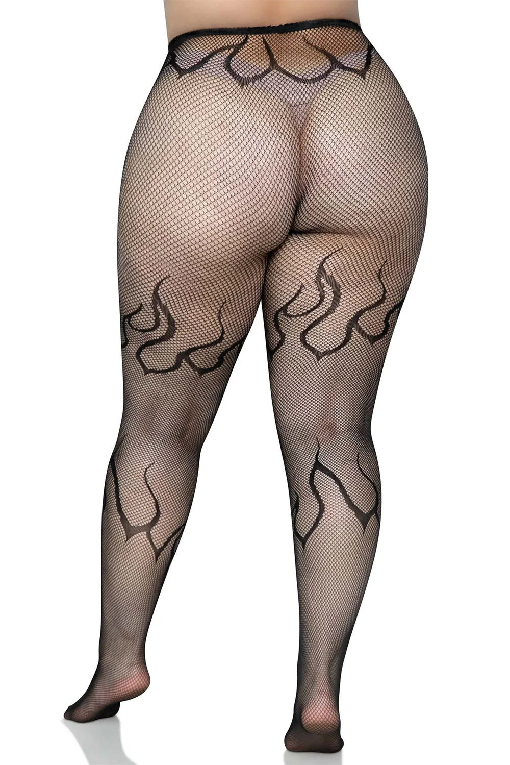 Flame Net Tights [Plus Size] [Black] - Image 4